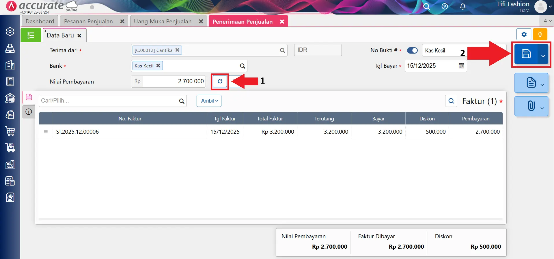 Mencatat uang muka penjualan berupa barang